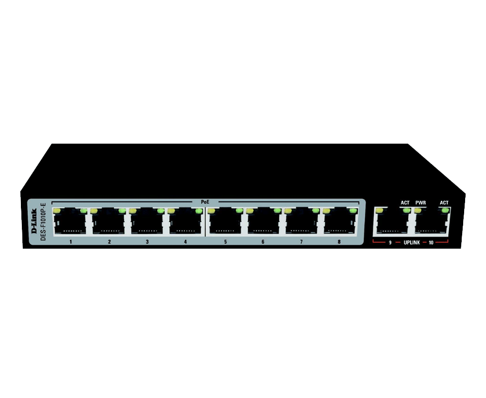 DLink DES-F1010P + 2 1000mbps 8 Port PoE Switch DLink DES-F1010P + 2 1000mbps 8 Port PoE Switch