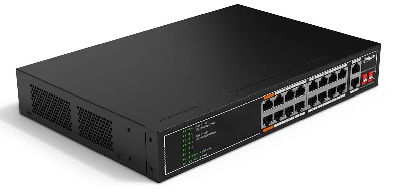 Dahua 16 Port PoE Gigabit Switch with 2GUplink Ports Dahua 16 Port PoE Gigabit Switch with 2GUplink Ports