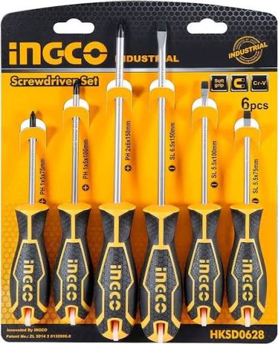 Ingco 6 Piece Screw Driver Star and Flat Set